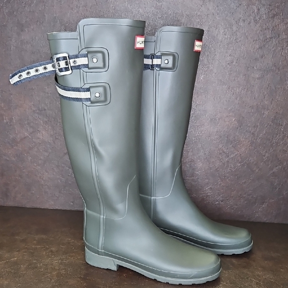 Hunter Shoes - Hunter Refined Matte Dark Green Adjustable Rain Boots Size 8